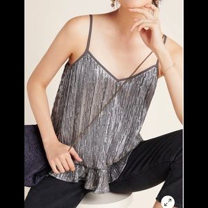 Anthropologie Amelie Beaded Cami, grey,  US2, NWT